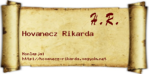 Hovanecz Rikarda névjegykártya